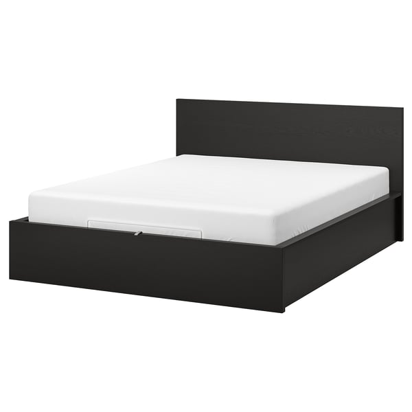 MALM ottoman bed, black-brown, 140x200 cm