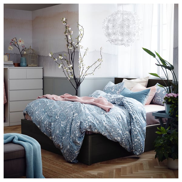 MALM Bed structure with container - brown-black 160x200 cm , 160x200 cm