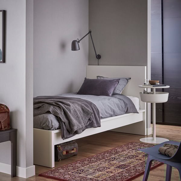 MALM - Bed frame with mattress, white/Valevåg extra-rigid, , 90x200 cm