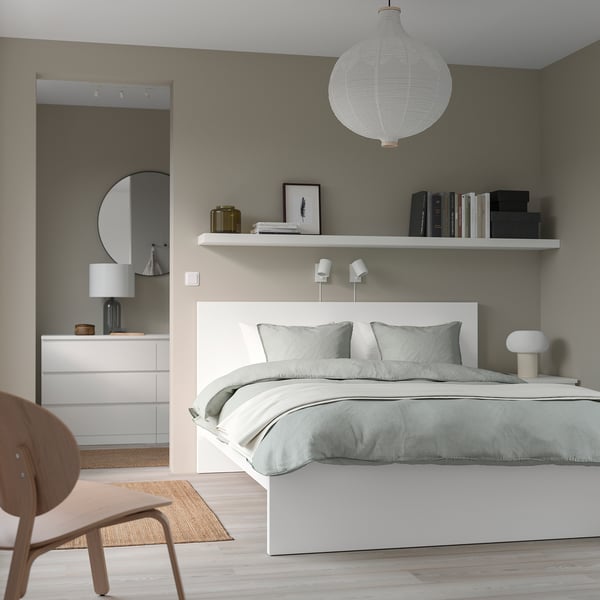 MALM bed frame with mattress, white/Valevåg extra firm, 180x200 cm