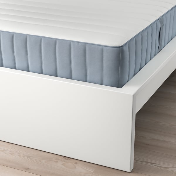 MALM - Bed frame with mattress, white/Valevåg rigid, ,