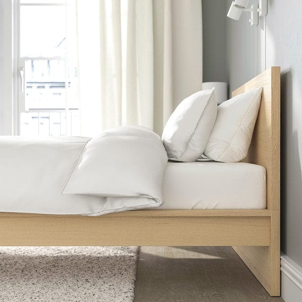 Ikea MALM - bed frame with mattress, veneered with white mord oak/Valevåg extra hard,120x200 cm