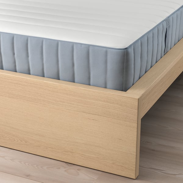 MALM - Bed frame with mattress, veneered with white mord oak/Valevåg extra hard, , 180x200 cm