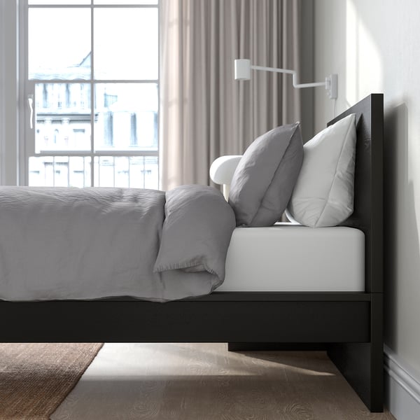 MALM bed frame with mattress, black-brown/Vesteröy extra firm, 90x200 cm