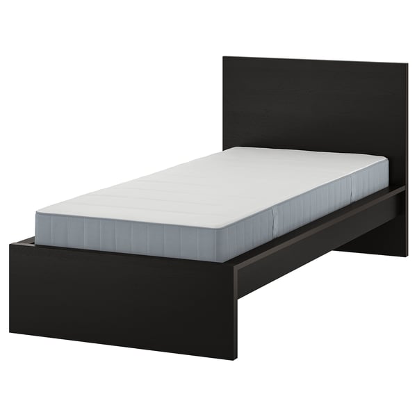 MALM bed frame with mattress, black-brown/Vesteröy extra firm, 90x200 cm