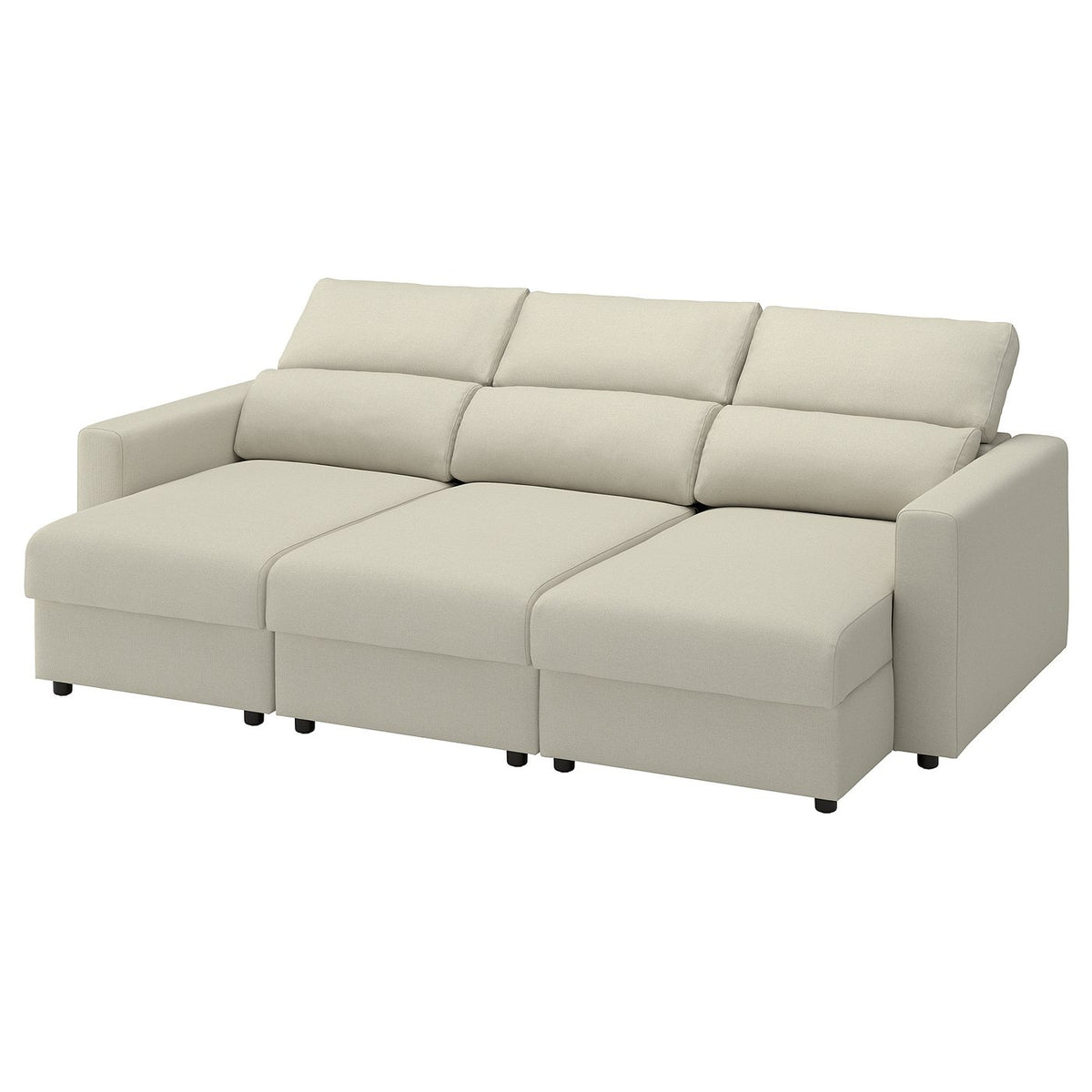 MALMKÖPING 3-seat sofa, with chaise longue/Tibbleby light beige, 253 cm