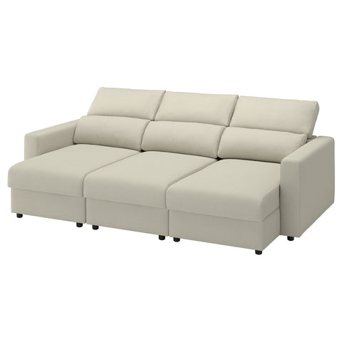 MALMKÖPING 3-seat sofa, with chaise longue/Tibbleby light beige, 253 cm