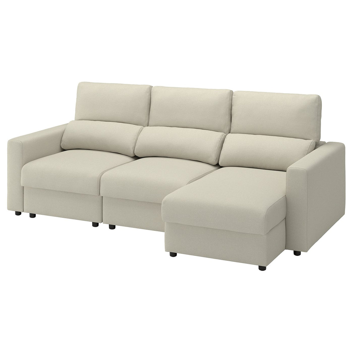 MALMKÖPING 3-seat sofa, with chaise longue/Tibbleby light beige, 253 cm