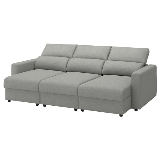 MALMKÖPING 3-seat sofa, with chaise longue/Tibbleby beige/grey, 253 cm