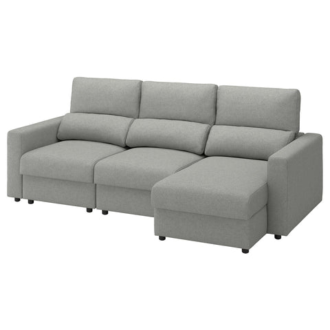 MALMKÖPING 3-seat sofa, with chaise longue/Tibbleby beige/grey, 253 cm