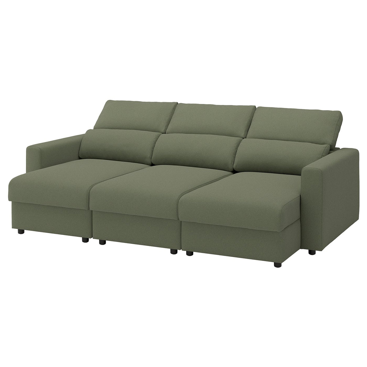 MALMKÖPING 3-seat sofa, with chaise longue/Tibbleby grey-green, 253 cm