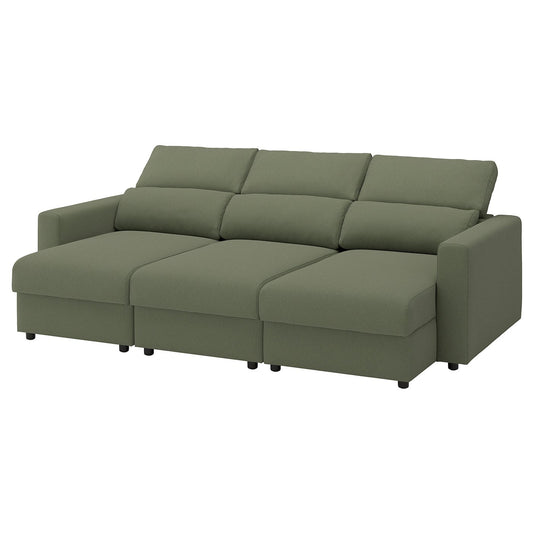 MALMKÖPING 3-seat sofa, with chaise longue/Tibbleby grey-green, 253 cm