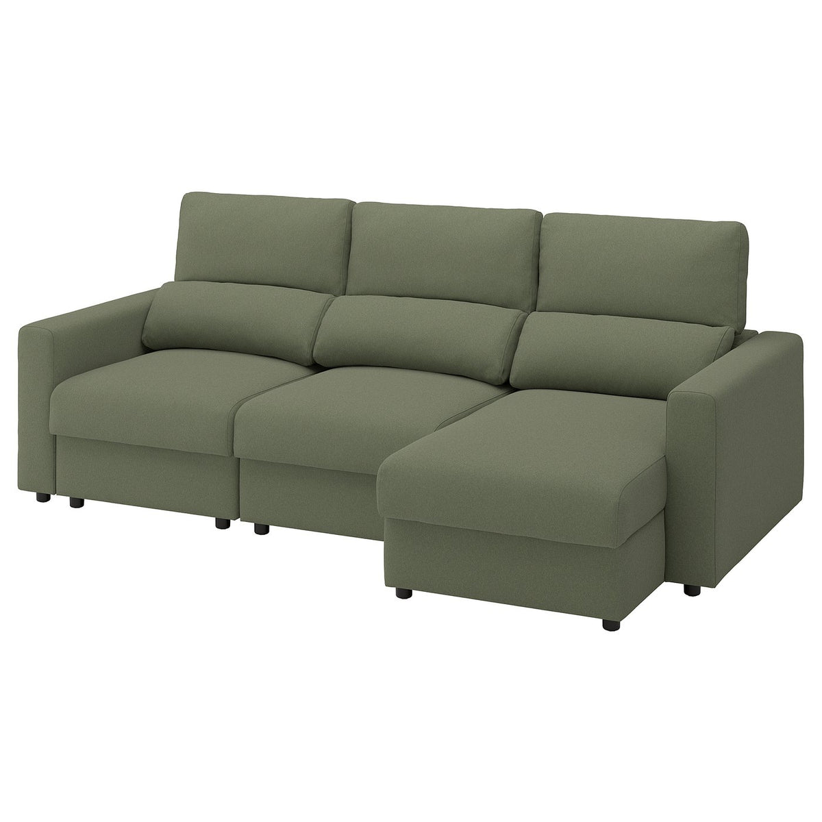 MALMKÖPING 3-seat sofa, with chaise longue/Tibbleby grey-green, 253 cm