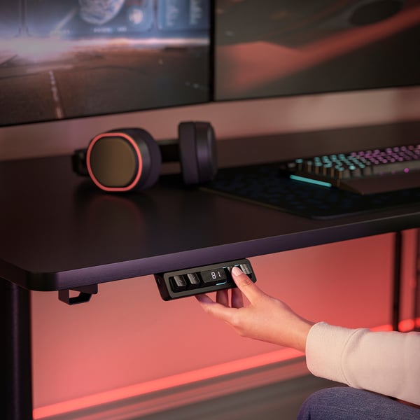 MÅLOMRÅDE gaming desk adjustable height, with monitor/electric arms black,180x80 cm Gaming desk adjustable height, with monitor/electric arms black,180x80 cm