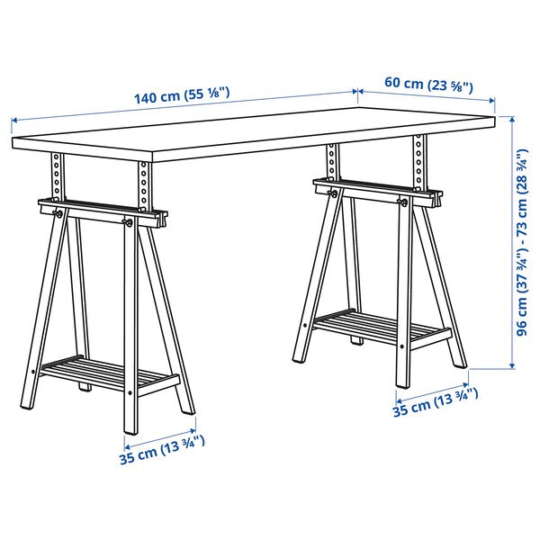 MÅLSKYTT / MITTBACK - Desk, birch/white, 140x60 cm