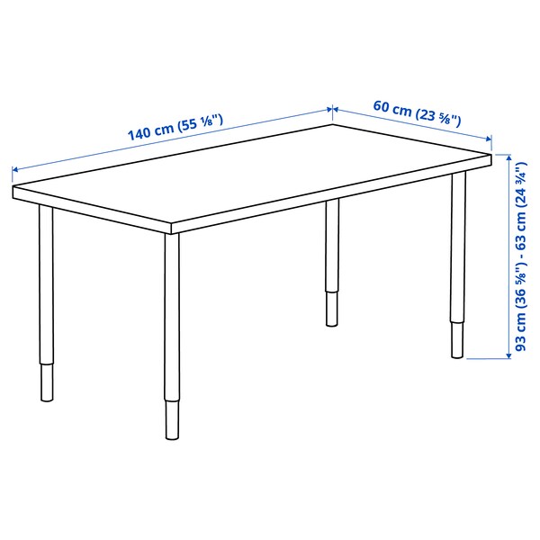 MÅLSKYTT / OLOV - Desk, birch/white, 140x60 cm