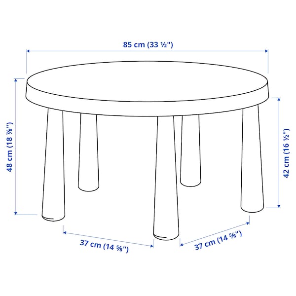 Ikea MAMMUT - Children's table, in/outdoor/light blue, 85 cm