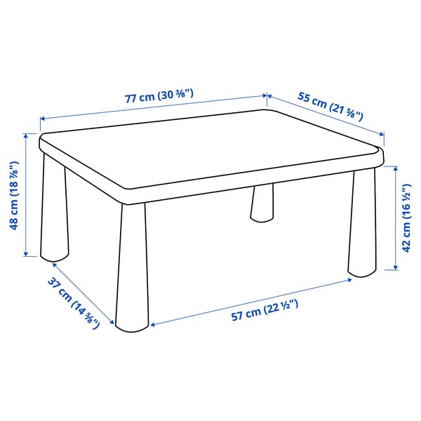 MAMMUT children's table, in/outdoor/bright green, 77x55 cm