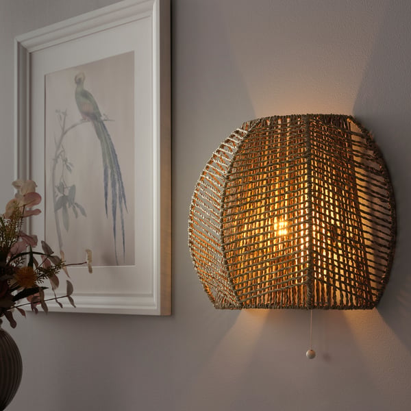 MÅNALG wall lamp, wired-in installation, sedge/handmade, 35x29x18 cm