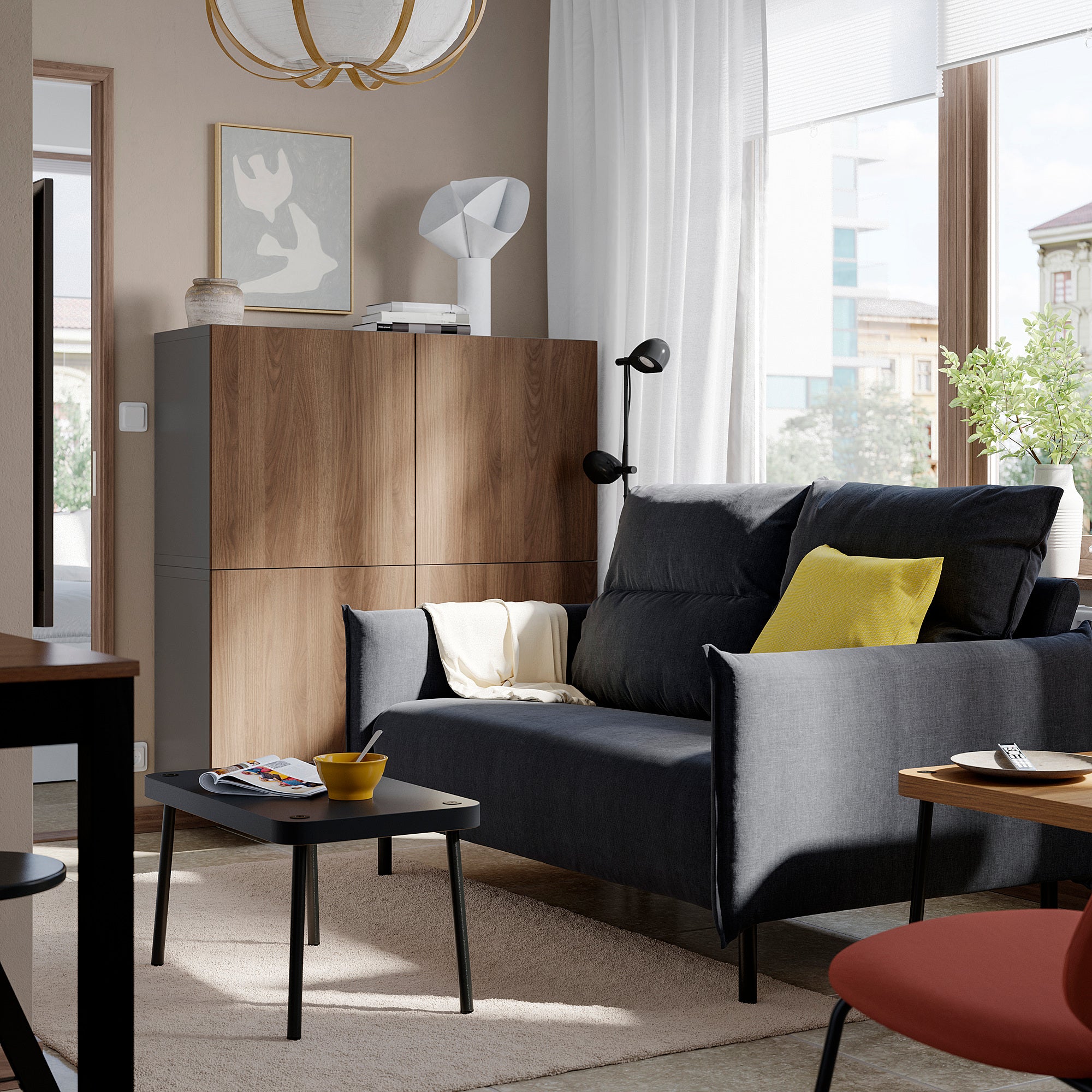 MANNARP 2-seat sofa, Saxemara black-blue, 158 cm