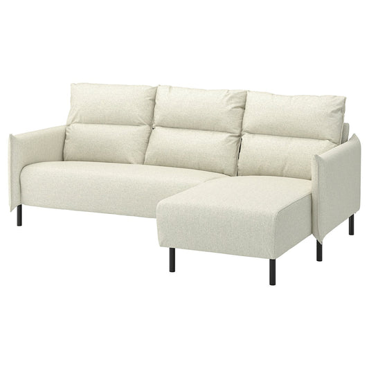 MANNARP 3-seat sofa with chaise longue, Gunnared beige, 229x96x160 cm