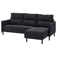 MANNARP 3-seat sofa with chaise longue, Saxemara black-blue, 229x97x95 cm