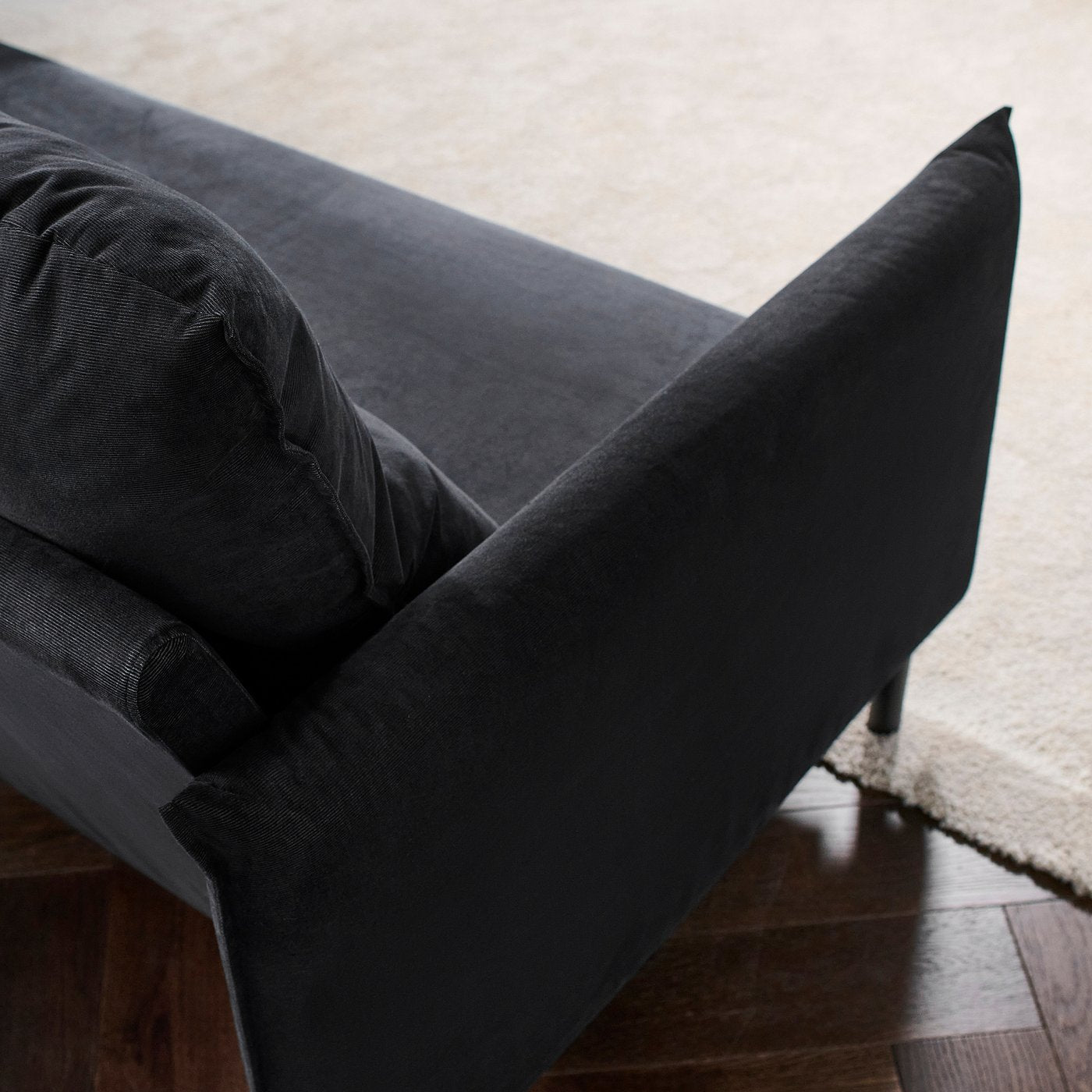 MANNARP 3-seat sofa with chaise longue, Saxemara black-blue, 229x96x160 cm