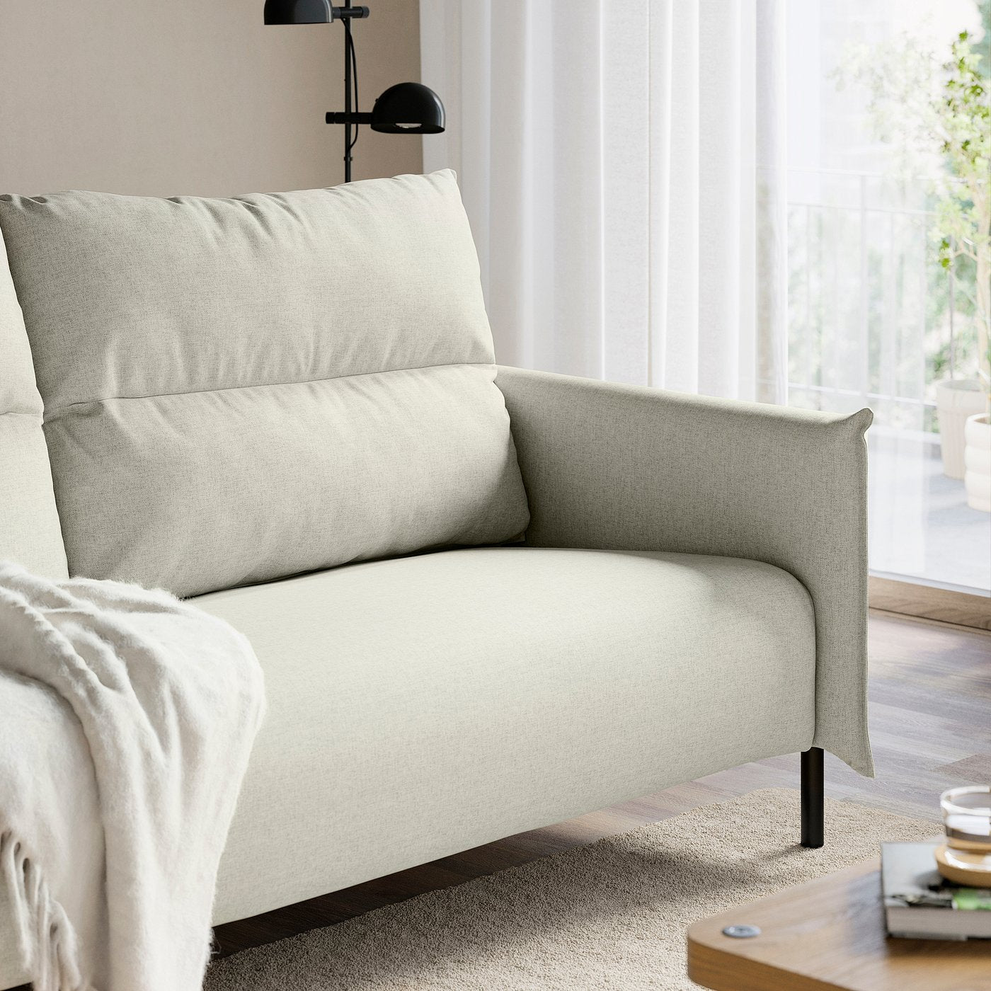 MANNARP 3-seat sofa, Gunnared beige, 198 cm