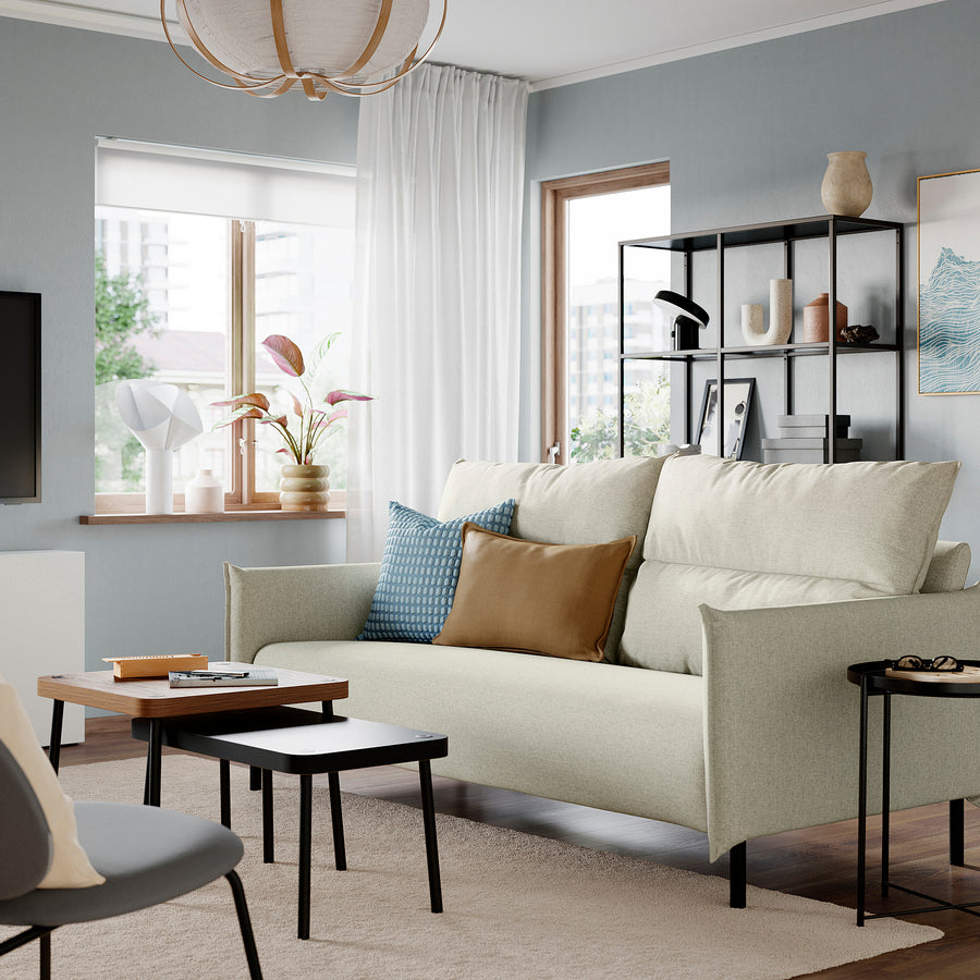 MANNARP 3-seat sofa, Saxemara grey-beige, 198 cm
