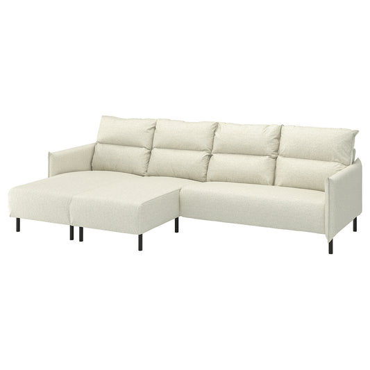 MANNARP 4-seat sofa with chaise longues, Gunnared beige, 300 cm