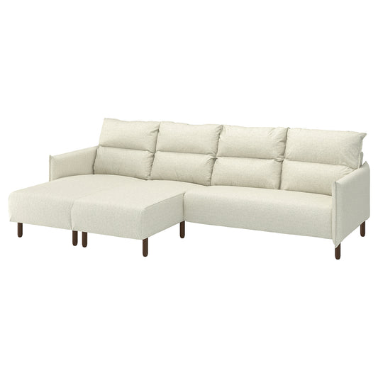MANNARP 4-seat sofa with chaise longues, Gunnared beige, 300 cm