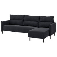 MANNARP 4-seat sofa with chaise longue, Saxemara black-blue, 269 cm