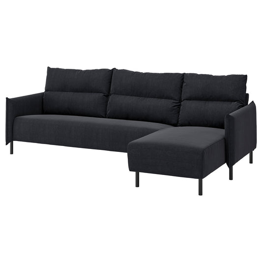 MANNARP 4-seat sofa with chaise longue, Saxemara black-blue, 71x96x160 cm