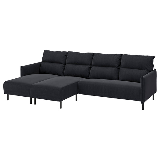 MANNARP 4-seat sofa with chaise longues, Saxemara black-blue, 300 cm