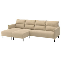 MANNARP 4-seat sofa with chaise longues, Saxemara grey-beige, 300 cm