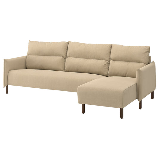 MANNARP 4-seat sofa with chaise longue, Saxemara grey-beige, 269 cm