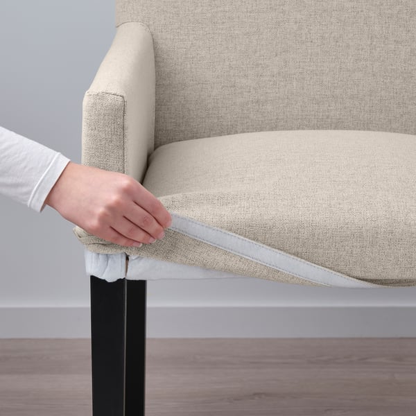 MÅRENÄS chair with armrests, black/Gunnared beige, 52x81x56 cm