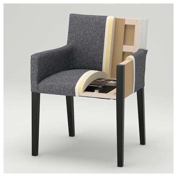 MÅRENÄS - Chair with armrests, black/Gunnared beige ,