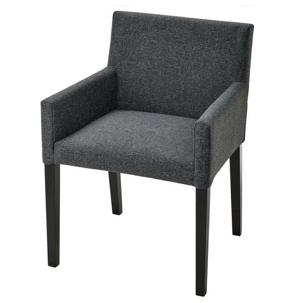 MÅRENÄS chair with armrests, black/Gunnared dark grey, 52x81x56 cm
