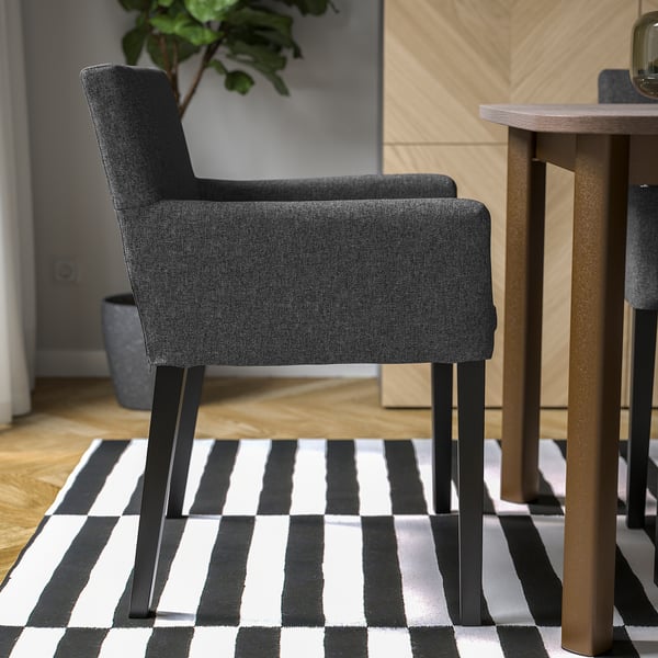 MÅRENÄS chair with armrests, black/Gunnared dark grey, 52x81x56 cm