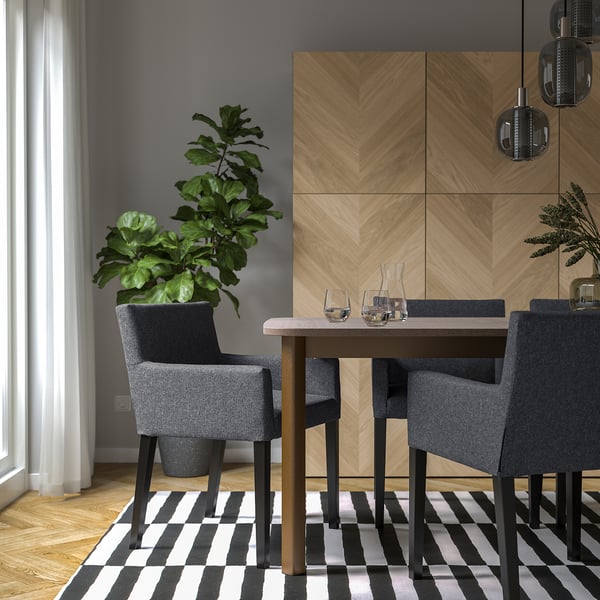 MÅRENÄS chair with armrests, black/Gunnared dark grey, 52x81x56 cm