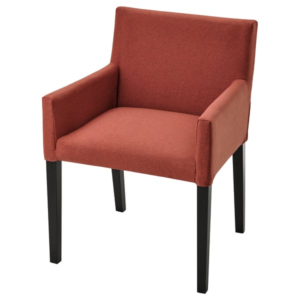 MÅRENÄS chair with armrests, black/Gunnared red-brown, 59x81x56 cm