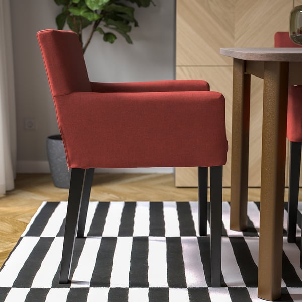 MÅRENÄS chair with armrests, black/Gunnared red-brown, 59x81x56 cm