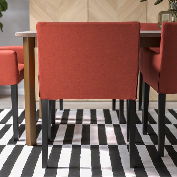 MÅRENÄS chair with armrests, black/Gunnared red-brown, 59x81x56 cm
