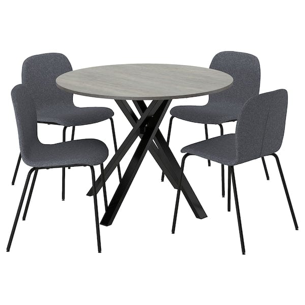 Ikea MARIEDAMM / KARLPETTER - Table and 4 chairs, dark gray/Gunnared black smoke gray,105 cm