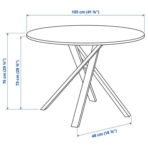 Ikea MARIEDAMM / LILLÅNÄS - Table and 4 chairs, dark gray/Gunnared dark gray chrome,105 cm