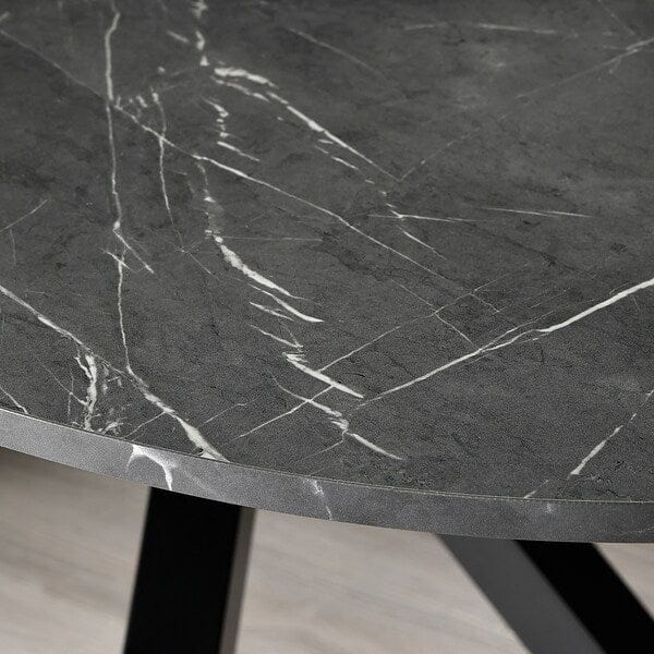 Ikea MARIEDAMM / LILLÅNÄS - Table and 4 chairs, black marble effect/Gunnared dark gray chrome,180x100 cm