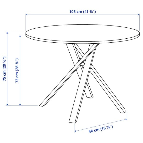 Ikea MARIEDAMM / ODGER - Table and 4 chairs, dark gray/anthracite,105 cm