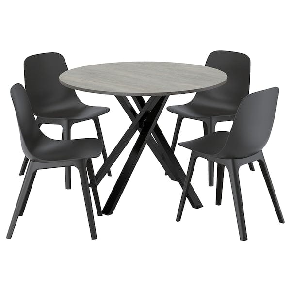 Ikea MARIEDAMM / ODGER - Table and 4 chairs, dark gray/anthracite,105 cm