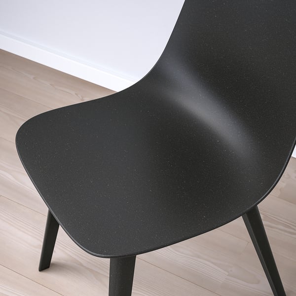 MARIEDAMM / ODGER - Table and 4 chairs, black marble effect/anthracite, 180x100 cm
